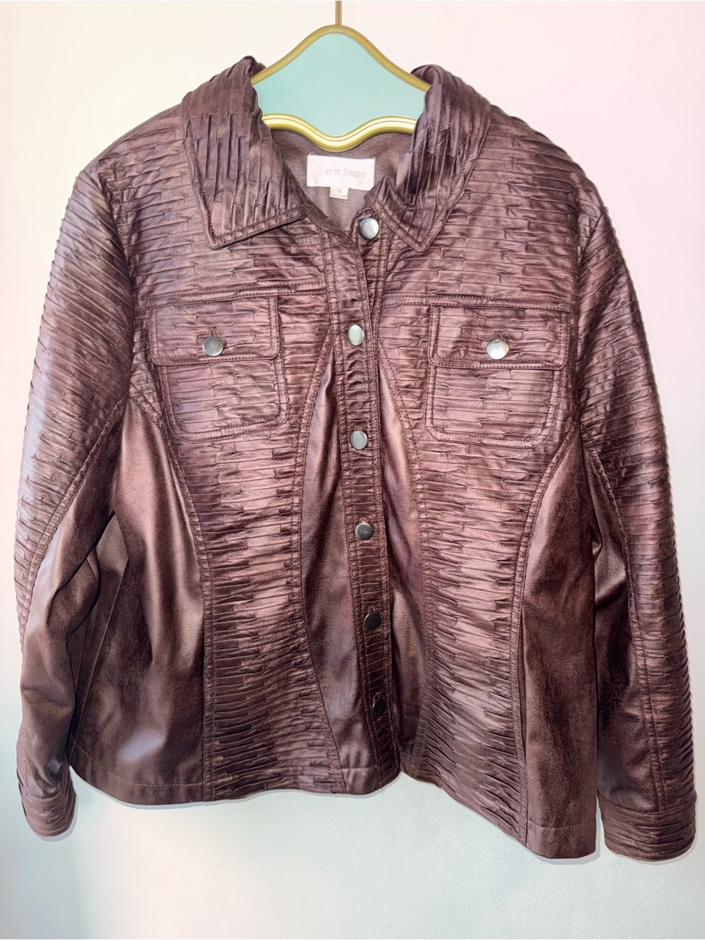 erin london Ravishing Textured Brown Leather Jacket